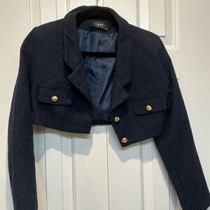 Cider navy tweet cropped jacket